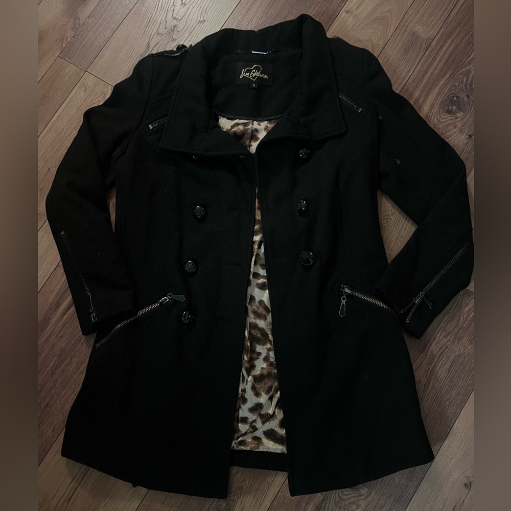 Sam Edelman Black Double-Breasted Trench Coat Small